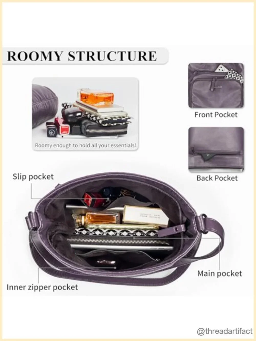 Soft Vegan Leather Crossbody Handbag Medium Lightweight Shoulder Purse Travel